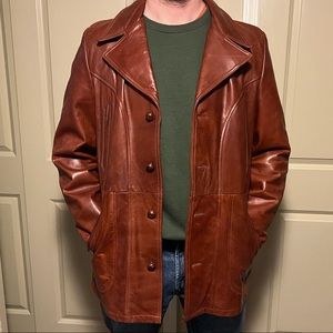 Silton Mens Leather Jacket size 46 Long